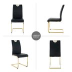 Chaises de salle à manger modernes en similicuir rembourrées avec pieds en métal doré, lot de 2