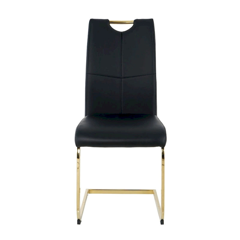 Chaises de salle à manger modernes en similicuir rembourrées avec pieds en métal doré, lot de 2
