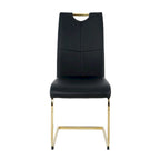 Chaises de salle à manger modernes en similicuir rembourrées avec pieds en métal doré, lot de 2