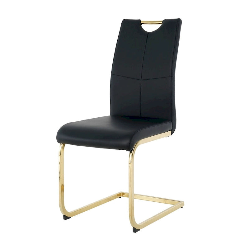 Chaises de salle à manger modernes en similicuir rembourrées avec pieds en métal doré, lot de 2