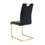 Chaises de salle à manger modernes en similicuir rembourrées avec pieds en métal doré, lot de 2