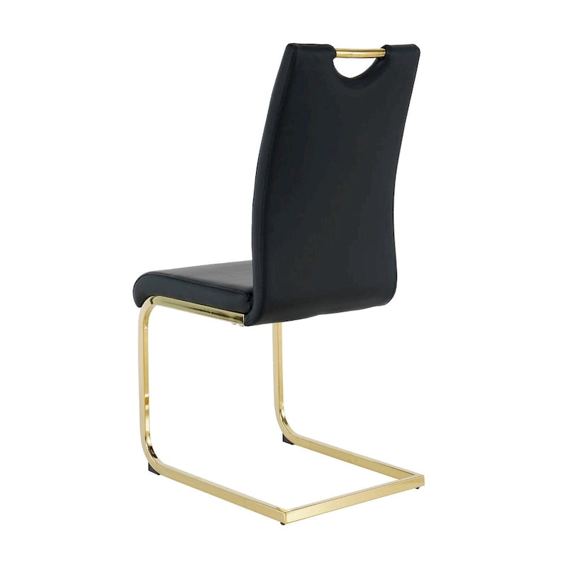 Chaises de salle à manger modernes en similicuir rembourrées avec pieds en métal doré, lot de 2