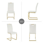 Chaises de salle à manger modernes en similicuir rembourrées avec pieds en métal doré, lot de 2