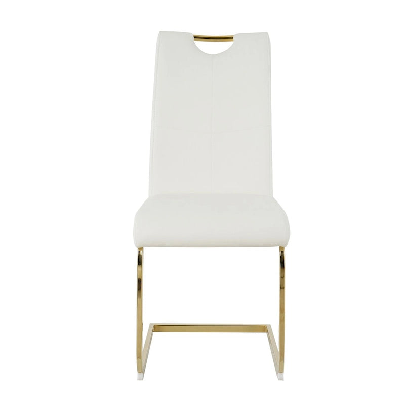 Chaises de salle à manger modernes en similicuir rembourrées avec pieds en métal doré, lot de 2