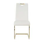 Chaises de salle à manger modernes en similicuir rembourrées avec pieds en métal doré, lot de 2