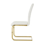 Chaises de salle à manger modernes en similicuir rembourrées avec pieds en métal doré, lot de 2