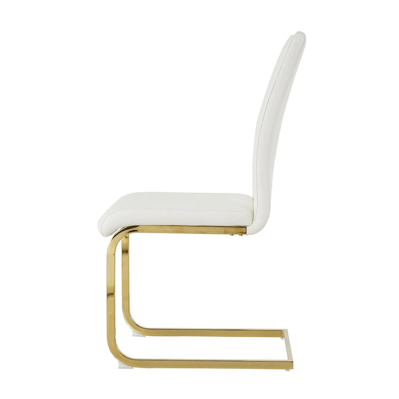 Chaises de salle à manger modernes en similicuir rembourrées avec pieds en métal doré, lot de 2