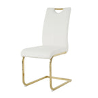Chaises de salle à manger modernes en similicuir rembourrées avec pieds en métal doré, lot de 2