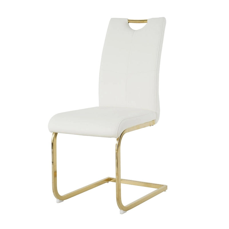 Chaises de salle à manger modernes en similicuir rembourrées avec pieds en métal doré, lot de 2