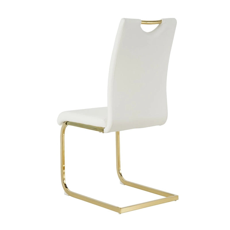 Chaises de salle à manger modernes en similicuir rembourrées avec pieds en métal doré, lot de 2