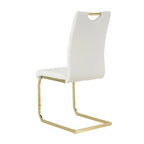 Chaises de salle à manger modernes en similicuir rembourrées avec pieds en métal doré, lot de 2