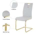 Chaises de salle à manger modernes en similicuir rembourrées avec pieds en métal doré, lot de 2