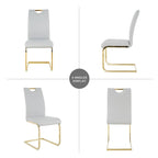 Chaises de salle à manger modernes en similicuir rembourrées avec pieds en métal doré, lot de 2