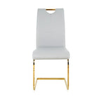 Chaises de salle à manger modernes en similicuir rembourrées avec pieds en métal doré, lot de 2