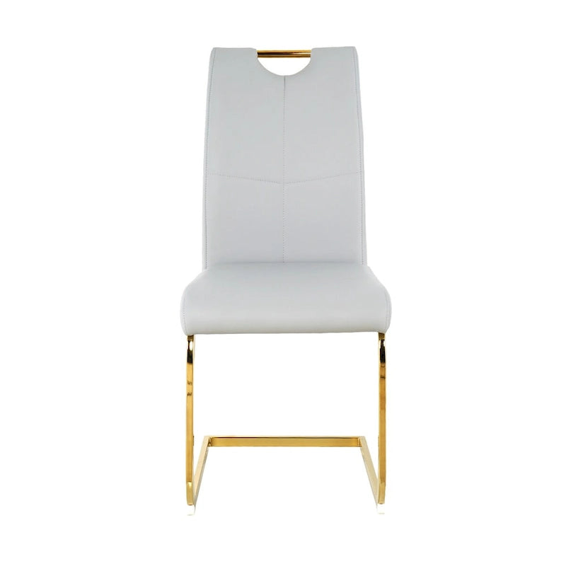 Chaises de salle à manger modernes en similicuir rembourrées avec pieds en métal doré, lot de 2