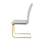 Chaises de salle à manger modernes en similicuir rembourrées avec pieds en métal doré, lot de 2