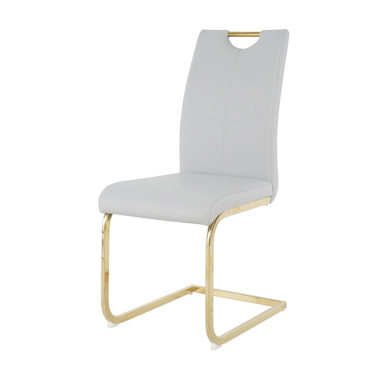 Chaises de salle à manger modernes en similicuir rembourrées avec pieds en métal doré, lot de 2