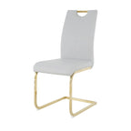 Chaises de salle à manger modernes en similicuir rembourrées avec pieds en métal doré, lot de 2
