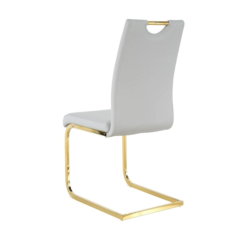 Chaises de salle à manger modernes en similicuir rembourrées avec pieds en métal doré, lot de 2