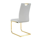 Chaises de salle à manger modernes en similicuir rembourrées avec pieds en métal doré, lot de 2