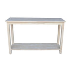 Table console en parawood massif non finie | Dessus de style billot | Étagère inférieure | 48" L x 30" H