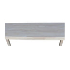 Table console en parawood massif non finie | Dessus de style billot | Étagère inférieure | 48" L x 30" H