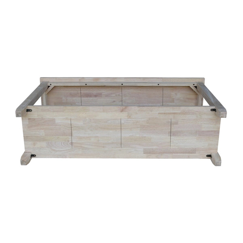Table console en parawood massif non finie | Dessus de style billot | Étagère inférieure | 48" L x 30" H