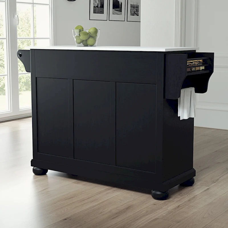 Desserte de cuisine îlot pleine grandeur Alexandria en granit – Rangement roulant 52 po l. x 18 po p. x 34 po h.