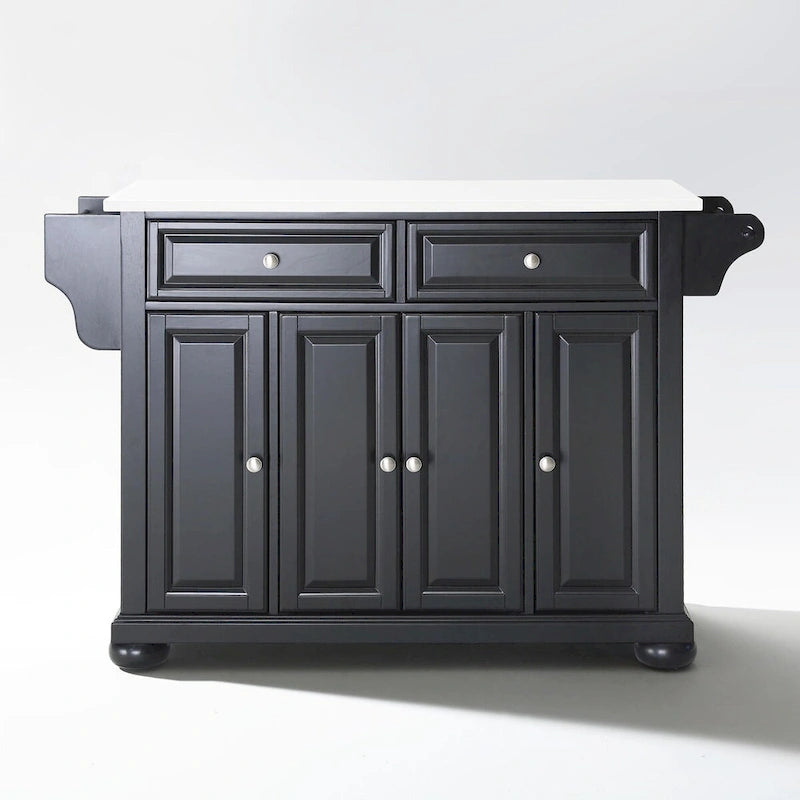 Desserte de cuisine îlot pleine grandeur Alexandria en granit – Rangement roulant 52 po l. x 18 po p. x 34 po h.