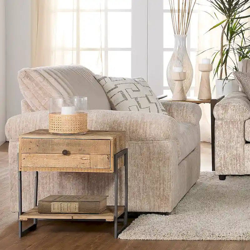 Fauteuil câlin et pouf surdimensionnés en velours côtelé Nason Wide Wale – Fauteuil d'appoint moelleux