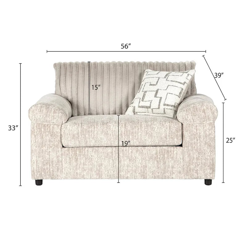 Fauteuil câlin et pouf surdimensionnés en velours côtelé Nason Wide Wale – Fauteuil d'appoint moelleux