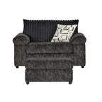 Fauteuil câlin et pouf surdimensionnés en velours côtelé Nason Wide Wale – Fauteuil d'appoint moelleux