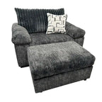 Fauteuil câlin et pouf surdimensionnés en velours côtelé Nason Wide Wale – Fauteuil d'appoint moelleux