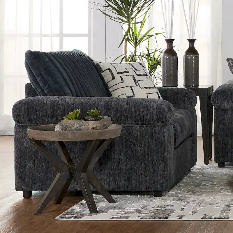 Fauteuil câlin et pouf surdimensionnés en velours côtelé Nason Wide Wale – Fauteuil d'appoint moelleux