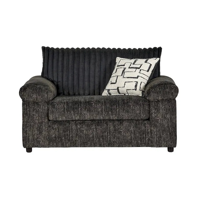 Fauteuil câlin et pouf surdimensionnés en velours côtelé Nason Wide Wale – Fauteuil d'appoint moelleux