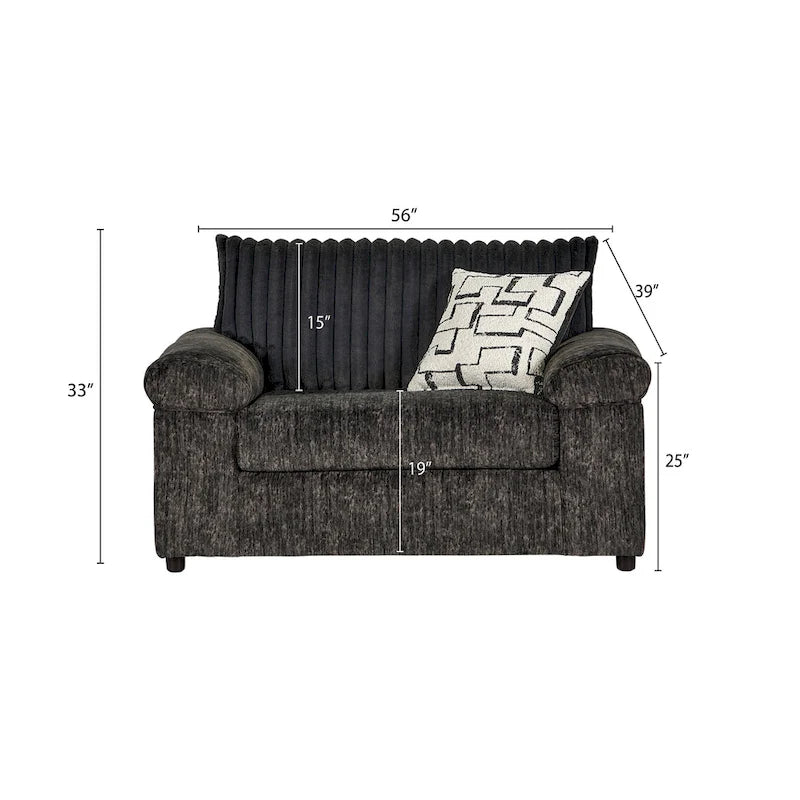 Fauteuil câlin et pouf surdimensionnés en velours côtelé Nason Wide Wale – Fauteuil d'appoint moelleux
