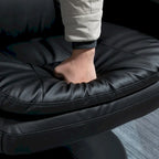 Fauteuil inclinable et ottoman avec base enveloppée, fauteuil inclinable pivotant en cuir PU avec repose-pieds, noir