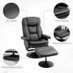 Fauteuil inclinable et ottoman avec base enveloppée, fauteuil inclinable pivotant en cuir PU avec repose-pieds, noir