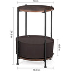 Table d'appoint de rangement ronde avec panier en tissu