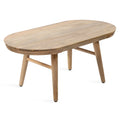 Table basse ovale en bois de manguier massif de style Mid-Century | Pieds fuselés | 38"x20"x16.5" | Brun naturel