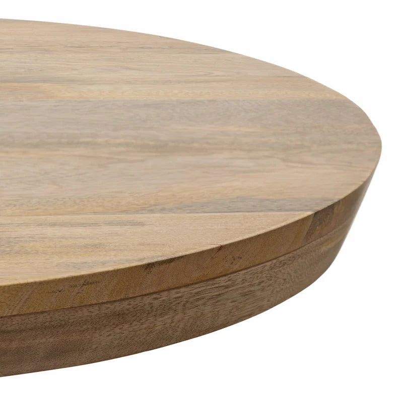 Table basse ovale en bois de manguier massif de style Mid-Century | Pieds fuselés | 38"x20"x16.5" | Brun naturel