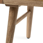 Table basse ovale en bois de manguier massif de style Mid-Century | Pieds fuselés | 38"x20"x16.5" | Brun naturel