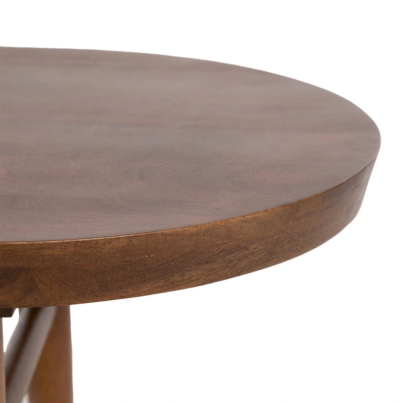 Table basse ovale en bois de manguier massif de style Mid-Century | Pieds fuselés | 38"x20"x16.5" | Brun naturel