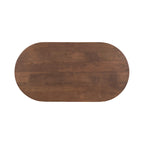 Table basse ovale en bois de manguier massif de style Mid-Century | Pieds fuselés | 38"x20"x16.5" | Brun naturel