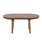 Table basse ovale en bois de manguier massif de style Mid-Century | Pieds fuselés | 38"x20"x16.5" | Brun naturel