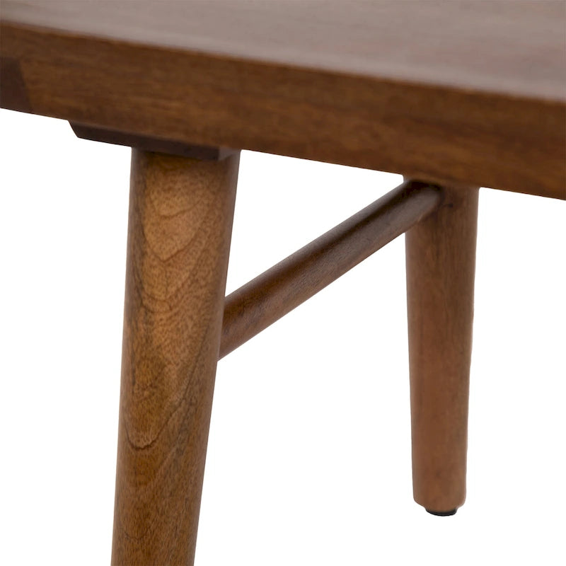 Table basse ovale en bois de manguier massif de style Mid-Century | Pieds fuselés | 38"x20"x16.5" | Brun naturel