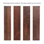 Table basse ovale en bois de manguier massif de style Mid-Century | Pieds fuselés | 38"x20"x16.5" | Brun naturel