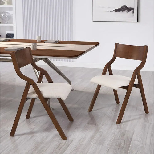 Chaise de salle à manger pliante rembourrée 2 pièces, chaises en bois peu encombrantes - Lot de 2