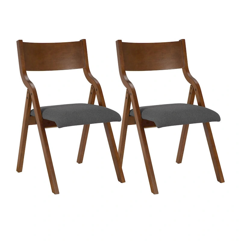 Chaise de salle à manger pliante rembourrée 2 pièces, chaises en bois peu encombrantes - Lot de 2