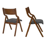Chaise de salle à manger pliante rembourrée 2 pièces, chaises en bois peu encombrantes - Lot de 2